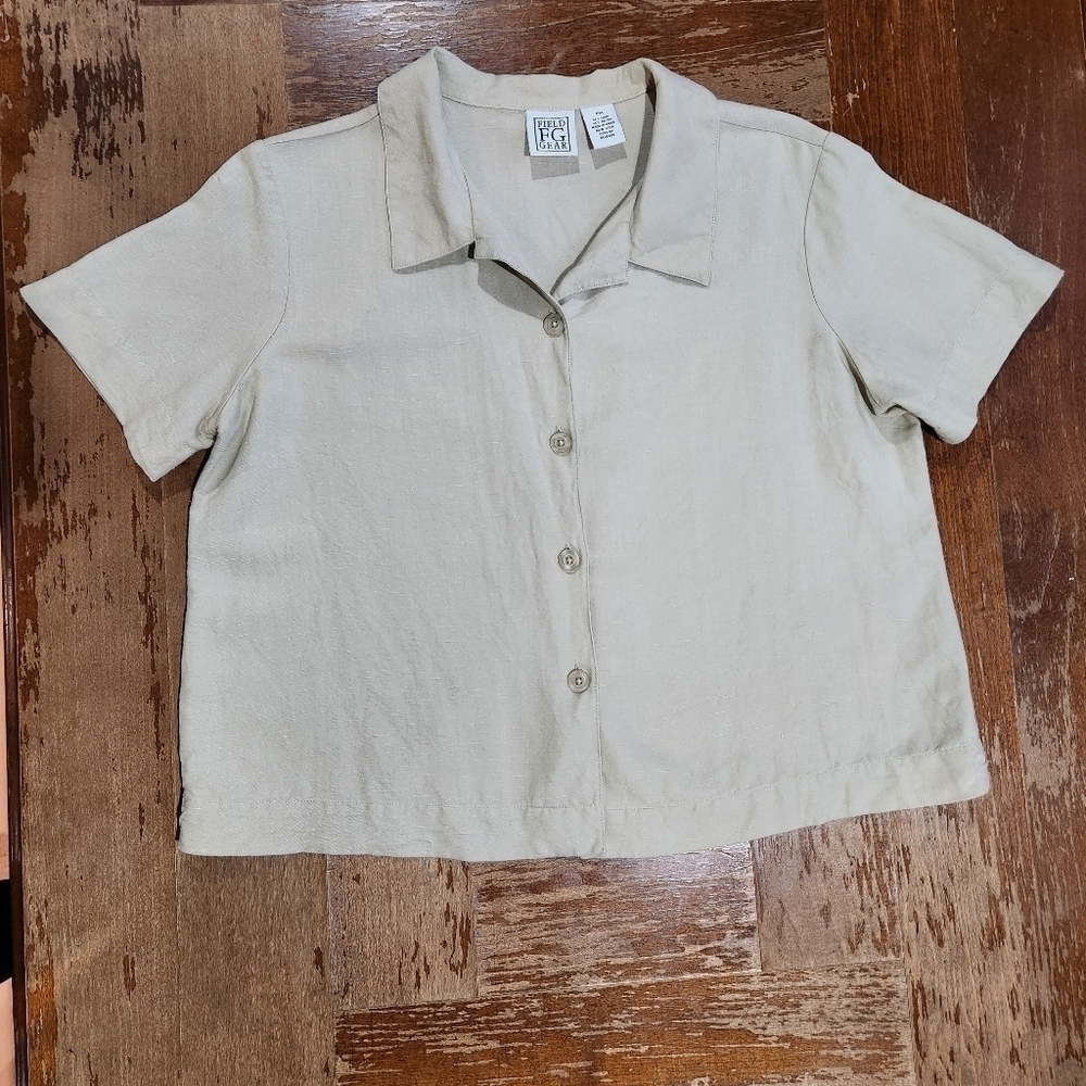 Field Gear Women's 2 pc Linen Blend Short Sleeve Blouse & Pants Size PM - Picture 2 of 12